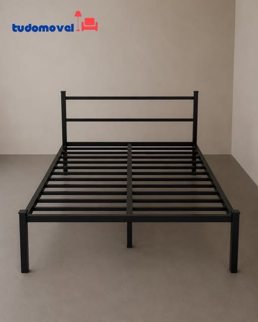 Cama de casal com estrutura de aço
